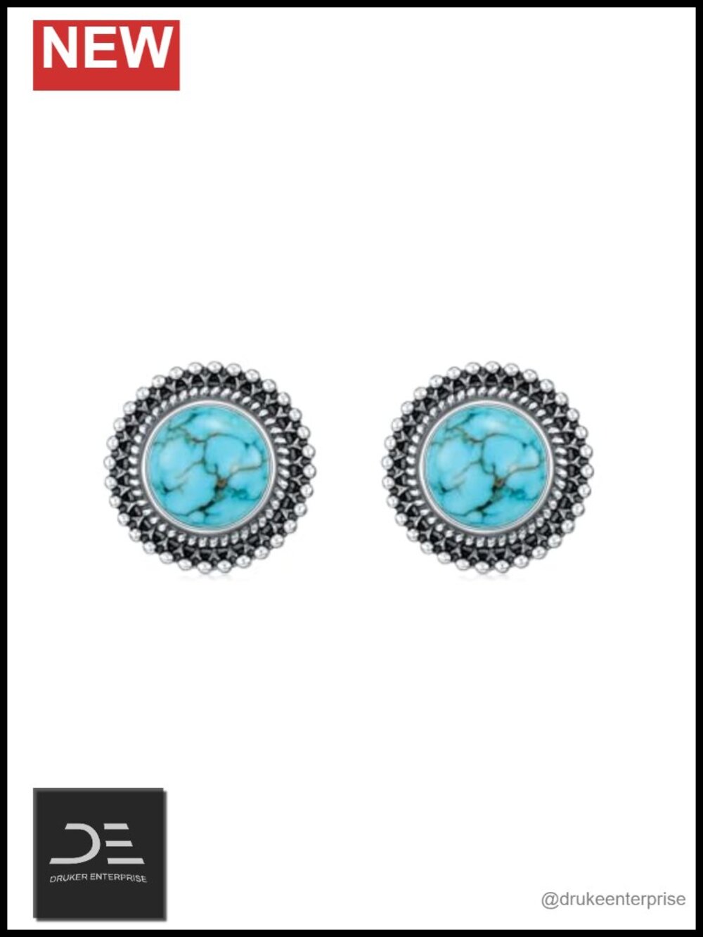Natural Turquoise Stud Earrings for Women 925 Sterling Silver Post Earrings